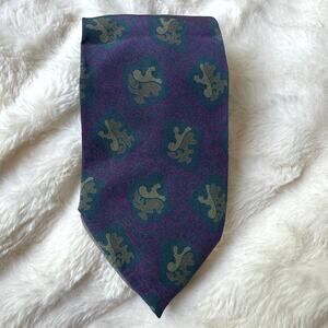 Vintage Geoffrey Beene Silk Tie Purple Teal Blue 90s Y2k